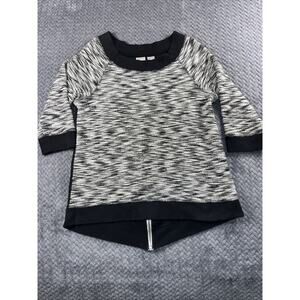 CHICOS Size 1 Womens 3/4 Sleeves, Zipper Back, Black & White Sweater New W/ Tag
